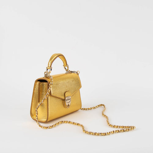Aspinal Of London Gold Mini Modern Mayfair Bag