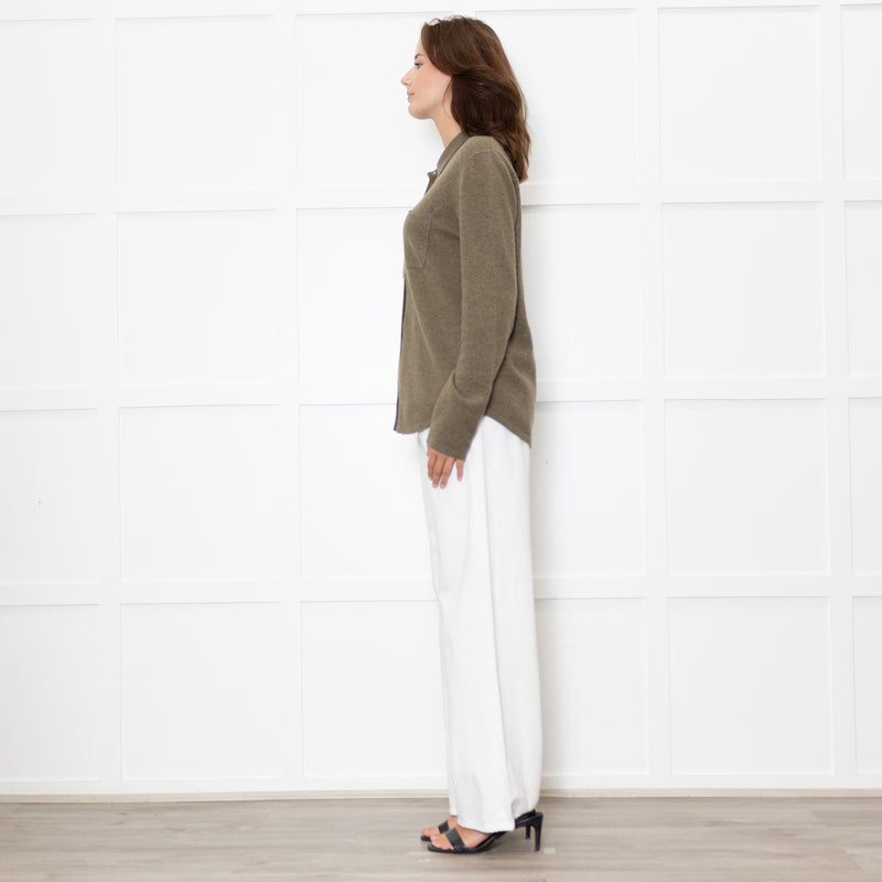 Notshy Green Cashmere Popper Front Shirt