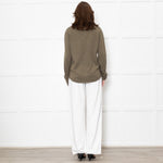 Notshy Green Cashmere Popper Front Shirt