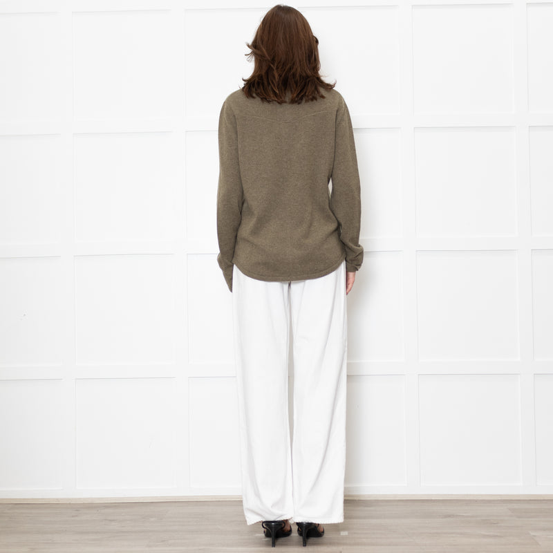 Notshy Green Cashmere Popper Front Shirt