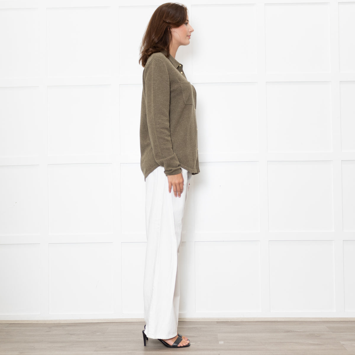 Notshy Green Cashmere Popper Front Shirt