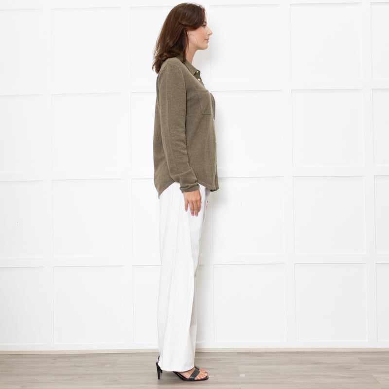 Notshy Green Cashmere Popper Front Shirt
