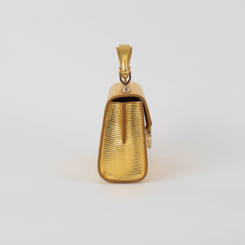 Aspinal Of London Gold Mini Modern Mayfair Bag
