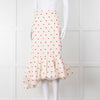 Brock Collection Cream Red Heart Peplum Skirt
