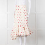 Brock Collection Cream Red Heart Peplum Skirt