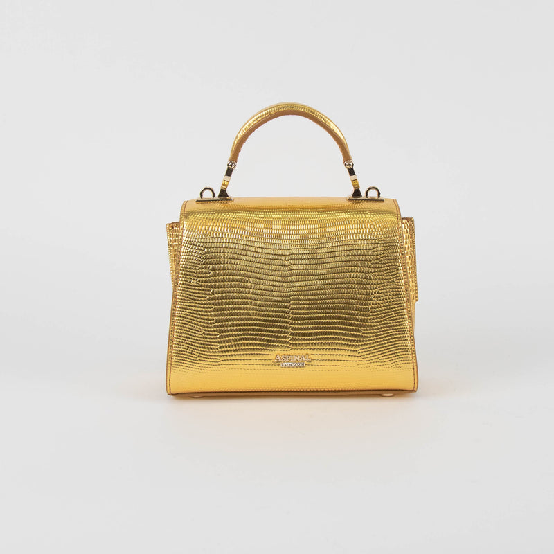 Aspinal Of London Gold Mini Modern Mayfair Bag