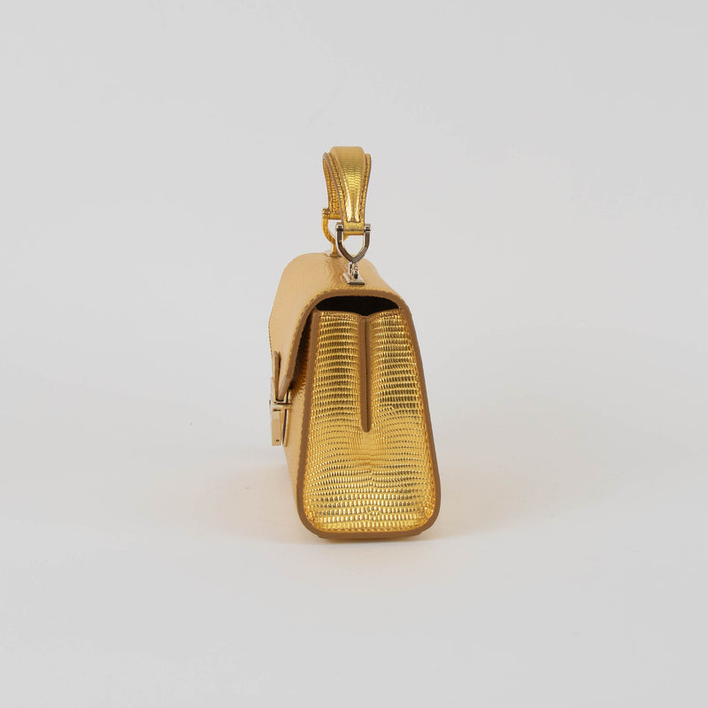 Aspinal Of London Gold Mini Modern Mayfair Bag
