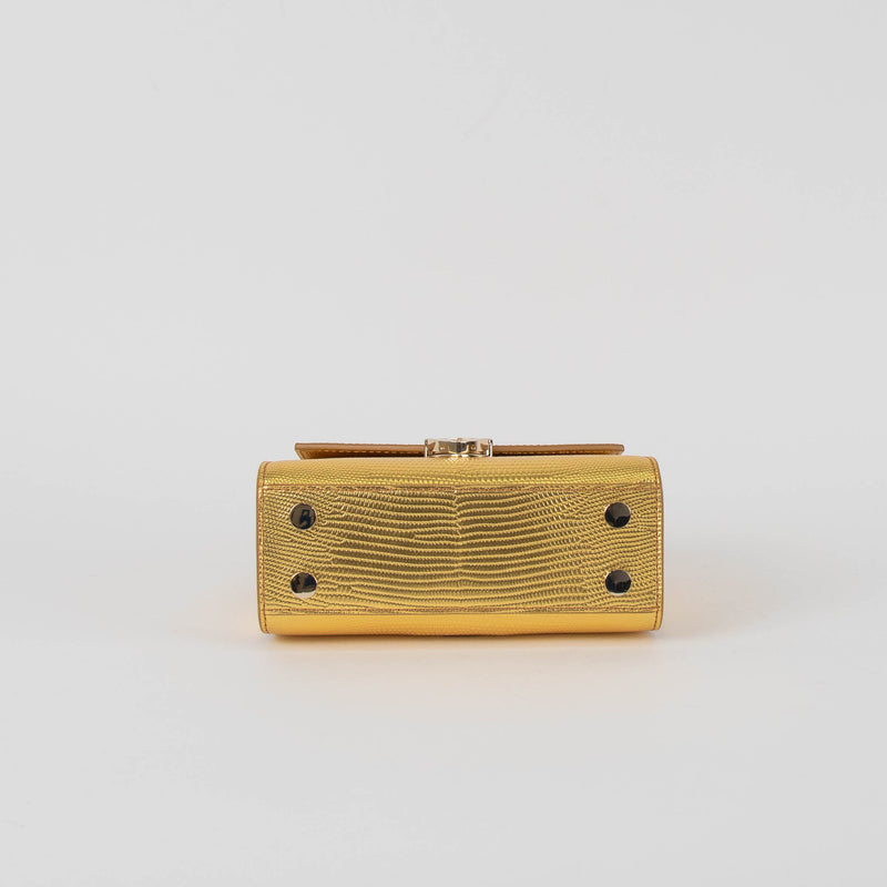 Aspinal Of London Gold Mini Modern Mayfair Bag