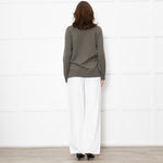 Le Tricot Perugia Green V Neck Jumper With Metallic Stripe