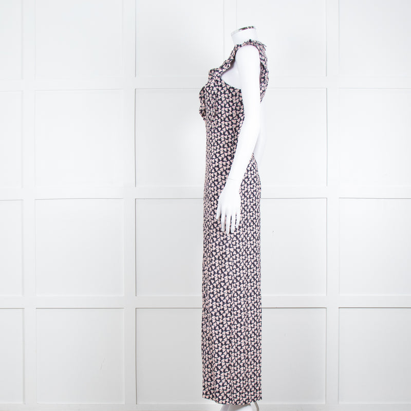 Paul & Joe Sister Navy White Orange Floral Print Sleeveless Jumpsuit
