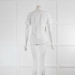 Dolce & Gabbana White Silver Button Cotton Short Sleeve Shirt