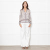 Charlotte Sparre Brown And White Dove Print Silk Top