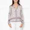 Charlotte Sparre Brown And White Dove Print Silk Top