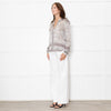 Charlotte Sparre Brown And White Dove Print Silk Top