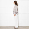 Charlotte Sparre Brown And White Dove Print Silk Top