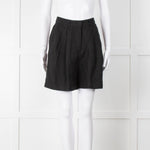 Posse Black Linen Pleated Front Shorts