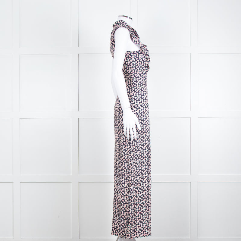 Paul & Joe Sister Navy White Orange Floral Print Sleeveless Jumpsuit