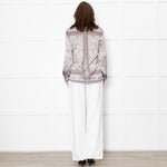 Charlotte Sparre Brown And White Dove Print Silk Top
