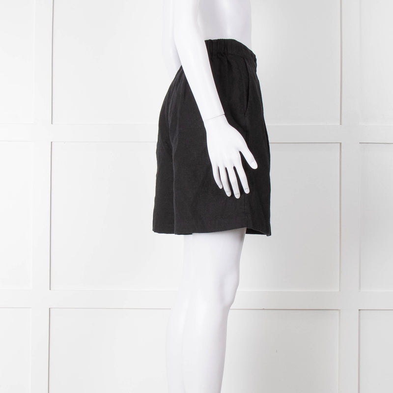 Posse Black Linen Pleated Front Shorts