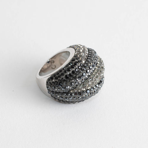 Swarovski Silver Charcoal Crystal Appolon Ring