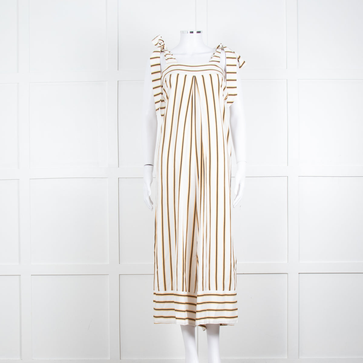 Sancia Cream Beige Striped Wide Leg Jumpsuit