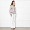 Charlotte Sparre Brown And White Dove Print Silk Top