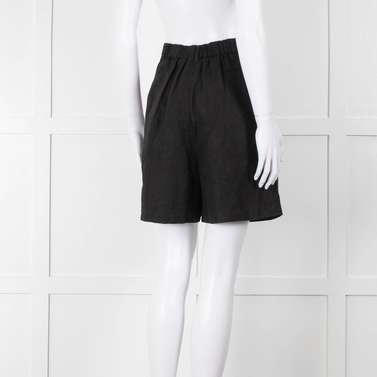 Posse Black Linen Pleated Front Shorts