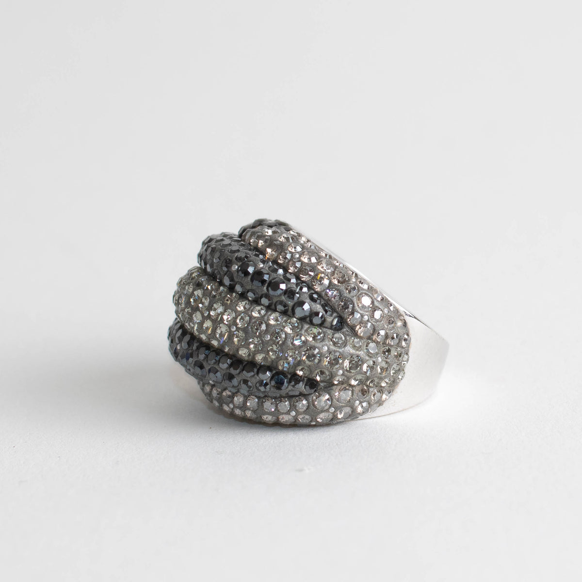 Swarovski Silver Charcoal Crystal Appolon Ring
