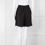 Posse Black Linen Pleated Front Shorts