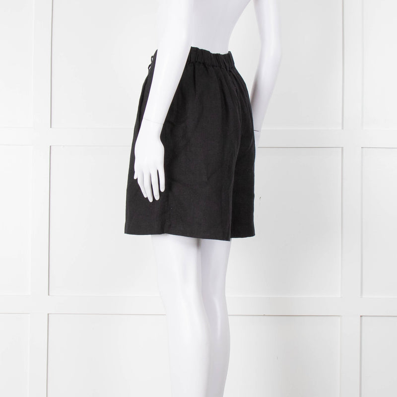 Posse Black Linen Pleated Front Shorts