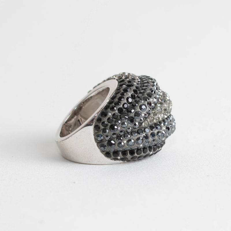 Swarovski Silver Charcoal Crystal Appolon Ring