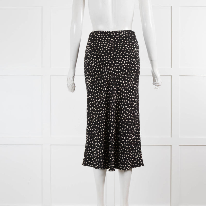 Rails Black Cream Dot Print Midi Skirt