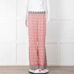 Sandro Cream Red Black Pink Star Wave Print Trousers