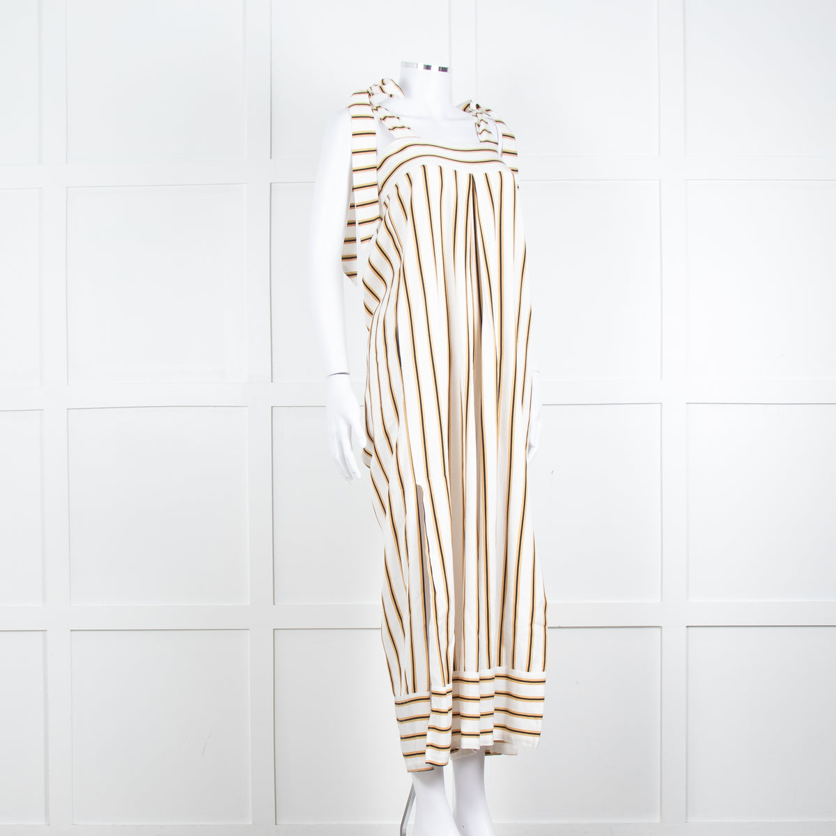 Sancia Cream Beige Striped Wide Leg Jumpsuit