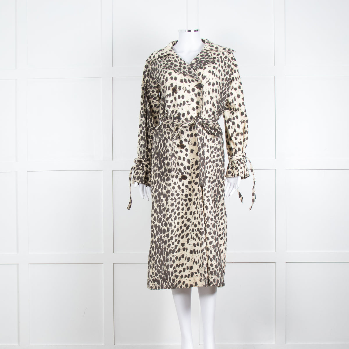 Sea New York Cream Grey Leopard Print Trench Coat