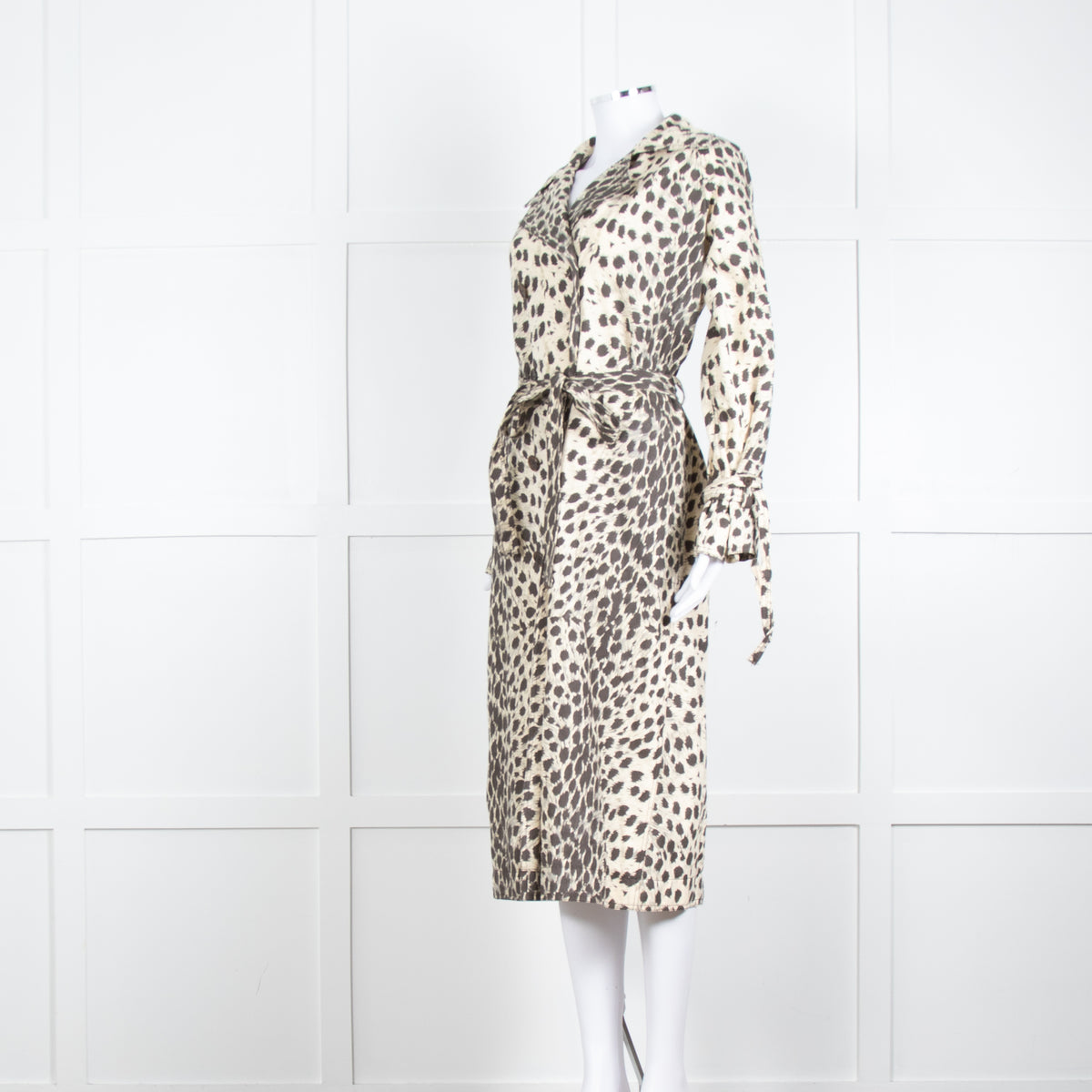 Sea New York Cream Grey Leopard Print Trench Coat