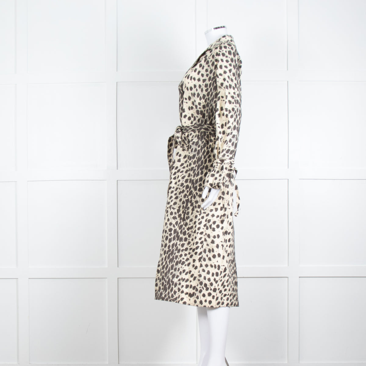 Sea New York Cream Grey Leopard Print Trench Coat