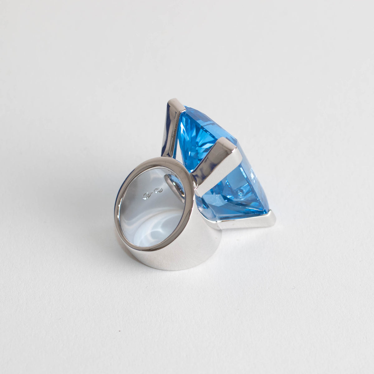 Swarovski Silver Blue Moonshine Crystal Statement Ring