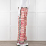 Sandro Cream Red Black Pink Star Wave Print Trousers