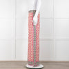 Sandro Cream Red Black Pink Star Wave Print Trousers