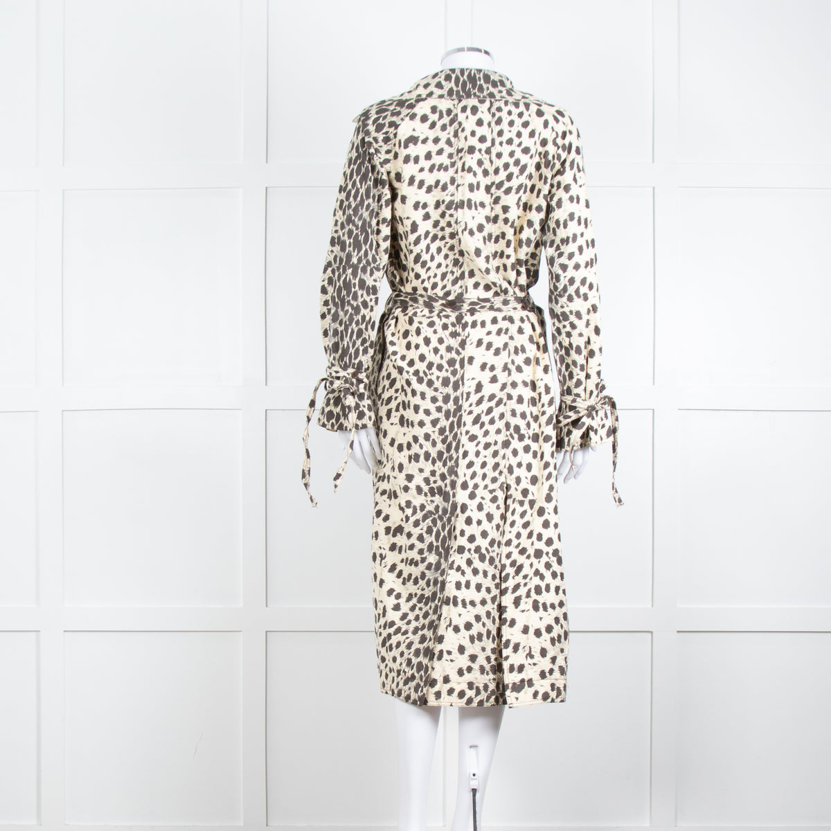 Sea New York Cream Grey Leopard Print Trench Coat