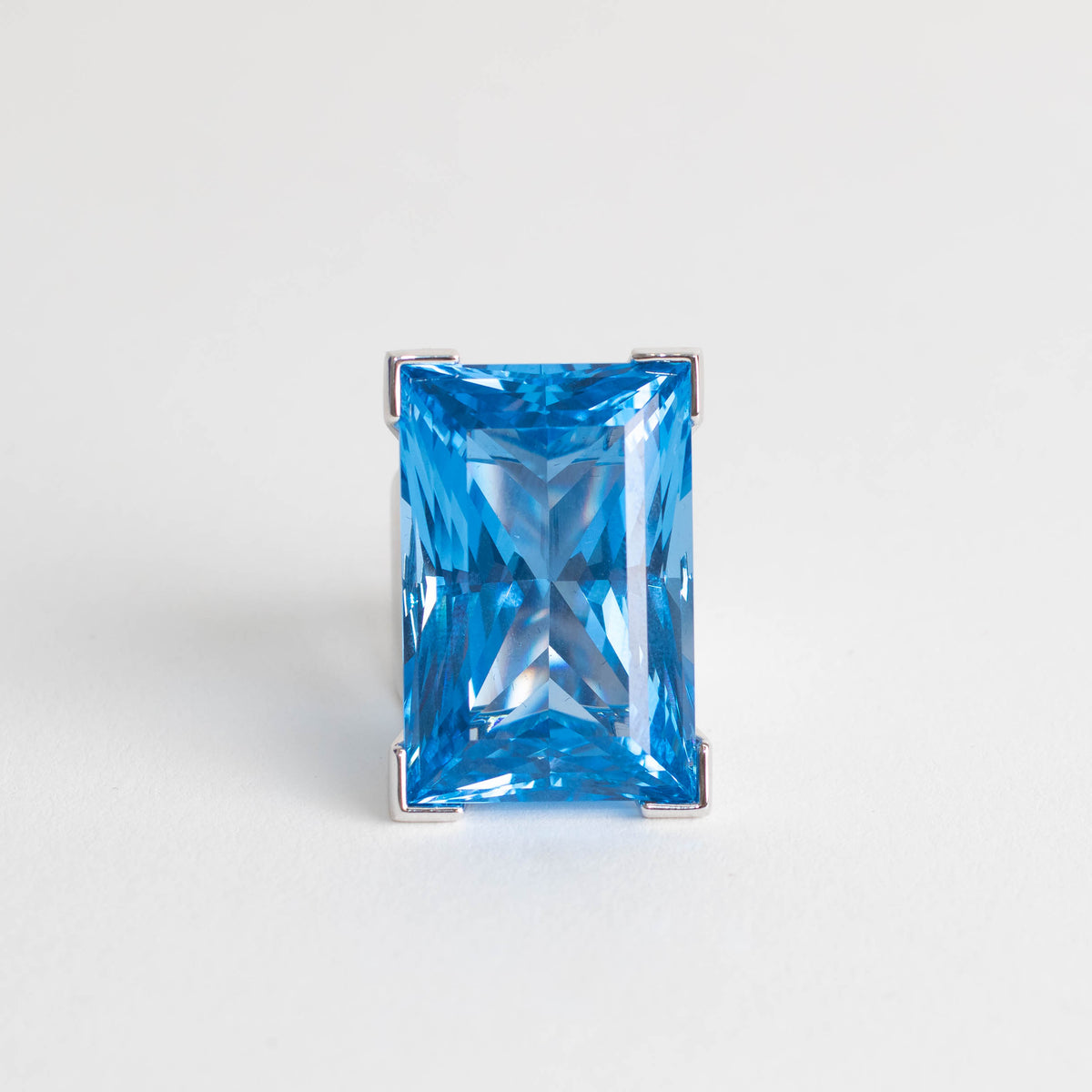 Swarovski Silver Blue Moonshine Crystal Statement Ring