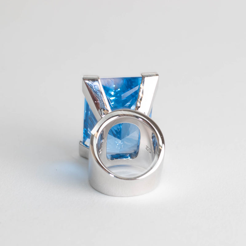 Swarovski Silver Blue Moonshine Crystal Statement Ring