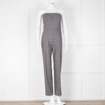 Pallas Grey Red Check Wool Strapless Jumpsuit