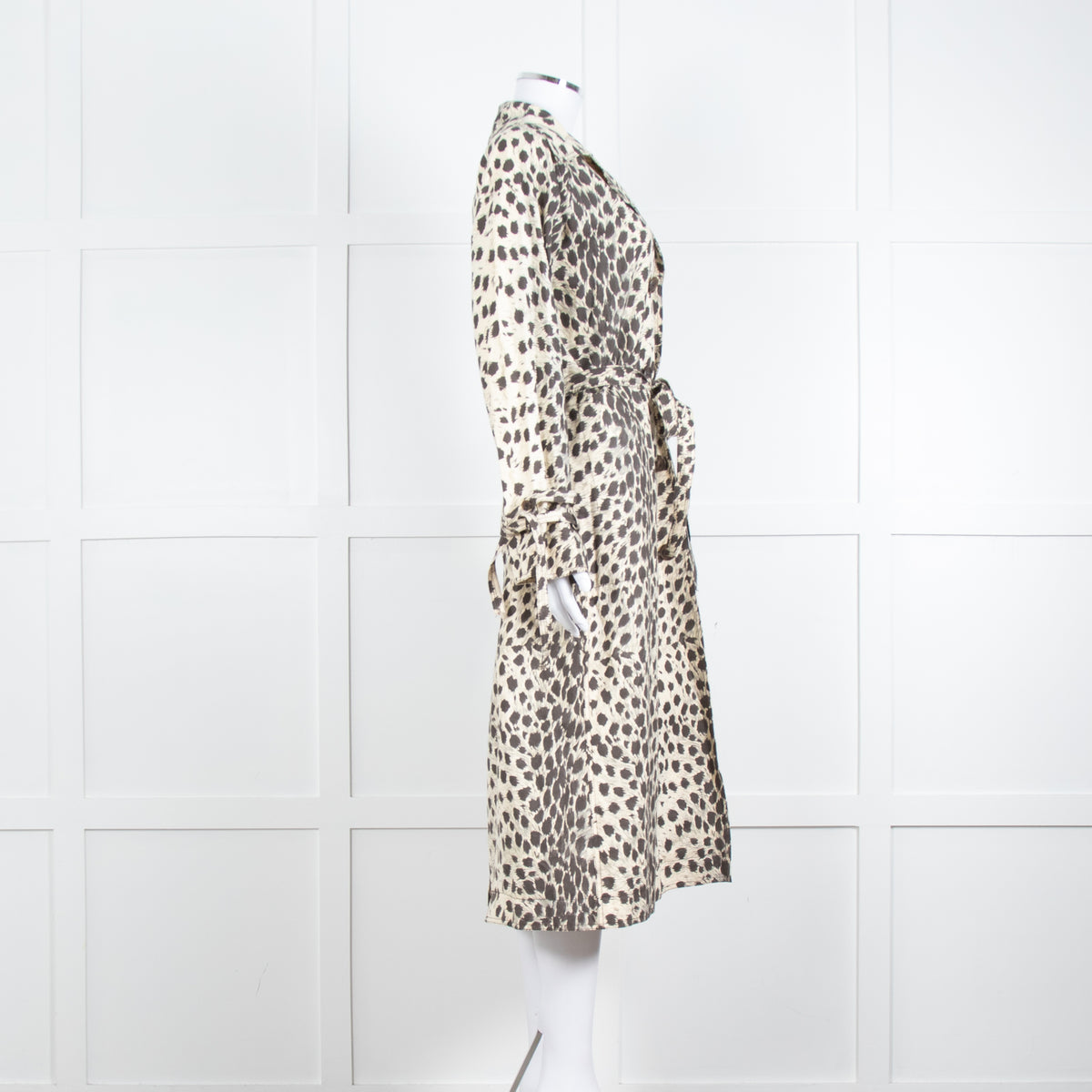 Sea New York Cream Grey Leopard Print Trench Coat
