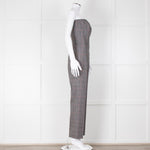Pallas Grey Red Check Wool Strapless Jumpsuit