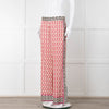 Sandro Cream Red Black Pink Star Wave Print Trousers