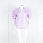 Twinset Actitude Lilac Frilled Collar Short Sleeve Cotton Top
