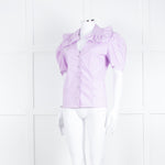 Twinset Actitude Lilac Frilled Collar Short Sleeve Cotton Top