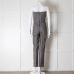 Pallas Grey Red Check Wool Strapless Jumpsuit